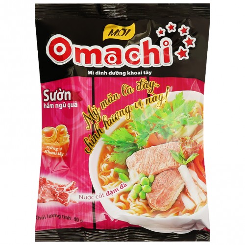 Mì khoai tây Omachi sườn hầm ngũ quả gói 80g (thùng 30 gói) - Ảnh 1