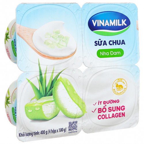 Lốc 4 hộp sữa chua Vinamilk nha đam ít đường 100g - Ảnh 1