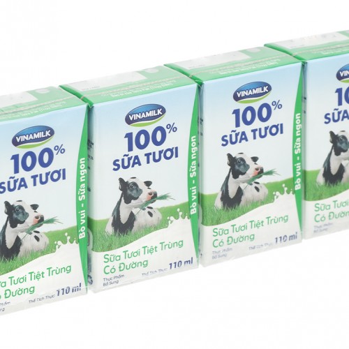 Sữa tươi có đường Vinamilk 110ml - Ảnh 1