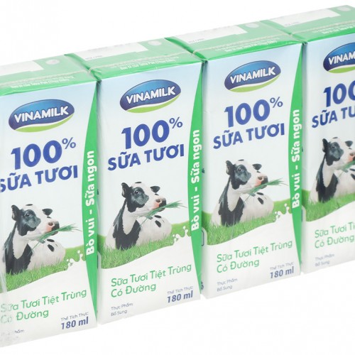 Sữa tươi có đường Vinamilk 180ml - Ảnh 1